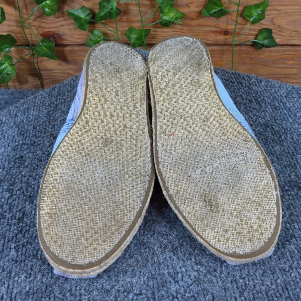 TOMS Alpargata Women Slip On Flat Size 8.5 Everyday Walking Blue Striped Canvas